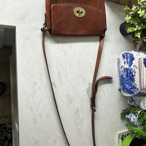 Patricia Nash Leather Shoulder Bag with Crossbody Strap Cognac - Picture 7 of 7